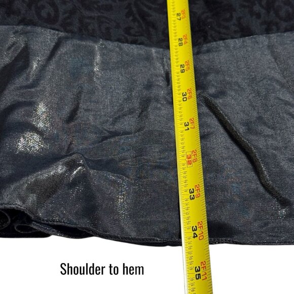 Y2K Allure Velvet & Satin Black Shimmer Slip Dress Fairygoth Dark Romantic S - Picture 13 of 13